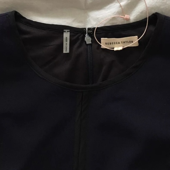 Rebecca Taylor Navy and Black Lace Sleeve Sheath Dress - Picture 4 of 7